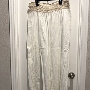 Cream colored crop top skirt set